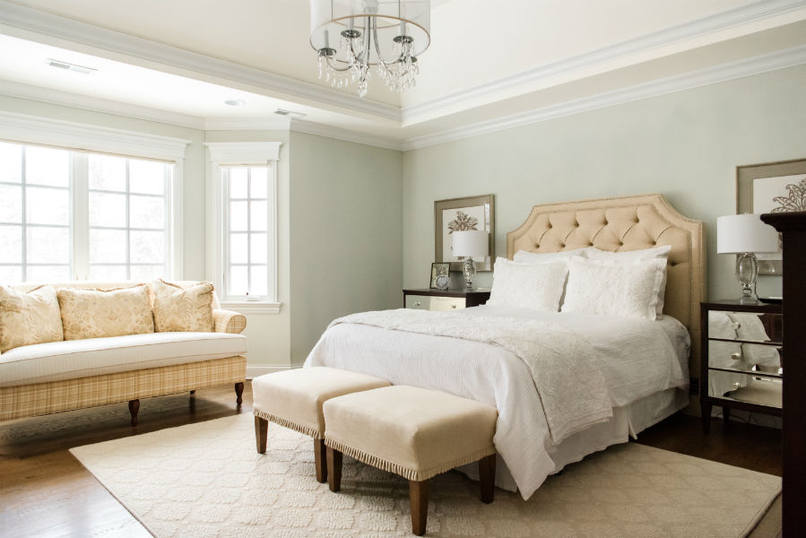 Master Bedroom Upholstered Headboard Transitional Design Colleen Mcnally Interiors