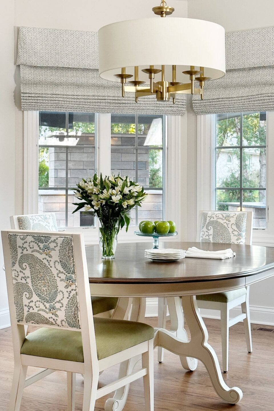 Dining Table Green Upholstered Chairs