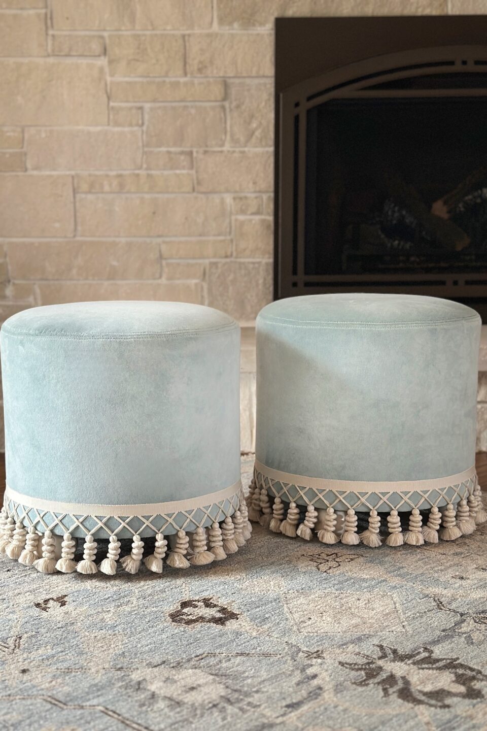 Light Blue Powder Blue Ottomans